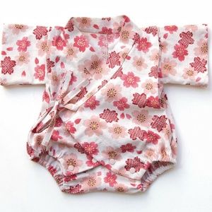 Baby Japanese kimono romper cherry blossoms 3-6M